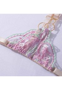 Intica - Komplet bielizny haftowanej z pasem do pończoch na specjalne okazje Felizia. Kolor: różowy. Materiał: materiał. Wzór: haft #7