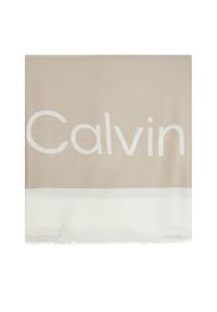 Calvin Klein Szal Bold Logo LV04F8052G Beżowy. Kolor: beżowy. Materiał: materiał #3