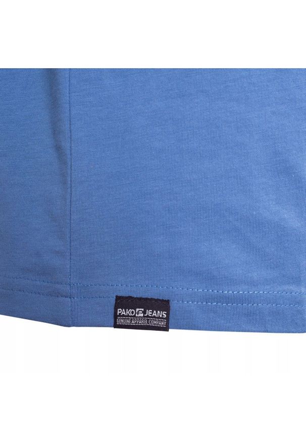 T-Shirt (Koszulka) Męska - Pako Jeans - Niebieska, Print, Nadruk. Okazja: na co dzień. Kolor: niebieski. Materiał: bawełna. Wzór: nadruk. Styl: casual