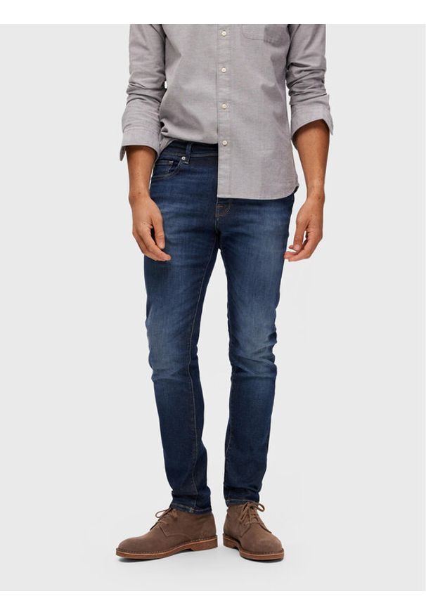 Selected Homme Jeansy Leon 16088264 Granatowy Slim Fit. Kolor: niebieski