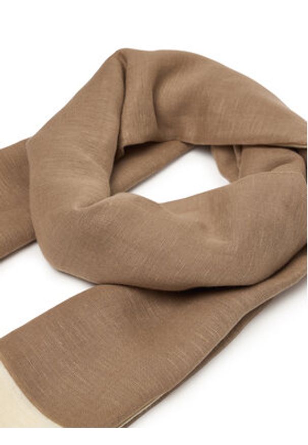 Calvin Klein Szal Linen Blend Emblem Pareo Scarf LV04F9021G Beżowy. Kolor: beżowy. Materiał: len