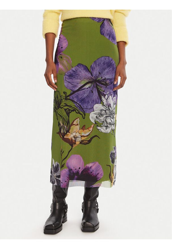 Desigual Spódnica maxi Tulleflowers Lacroix 25WWFK03 Zielony Regular Fit. Kolor: zielony. Materiał: syntetyk