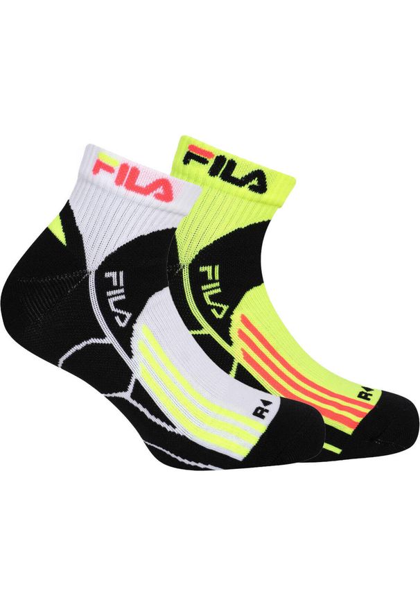 Fila 2-pack skarpet Quarter biały/neonowy żółty 35-38. Kolor: żółty, zielony, biały, wielokolorowy. Sport: bieganie
