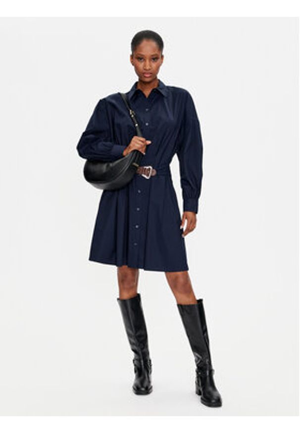 Lauren Ralph Lauren Sukienka koszulowa 250940280001 Granatowy Relaxed Fit. Kolor: niebieski. Materiał: bawełna. Typ sukienki: koszulowe