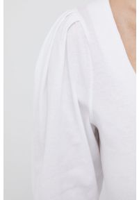 Sisley longsleeve bawełniany kolor biały. Okazja: na co dzień. Kolor: biały. Materiał: bawełna. Długość rękawa: długi rękaw. Wzór: gładki. Styl: casual