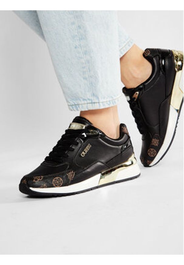 Guess Sneakersy Moxea FL5MOX FAL12 Czarny. Kolor: czarny. Materiał: skóra
