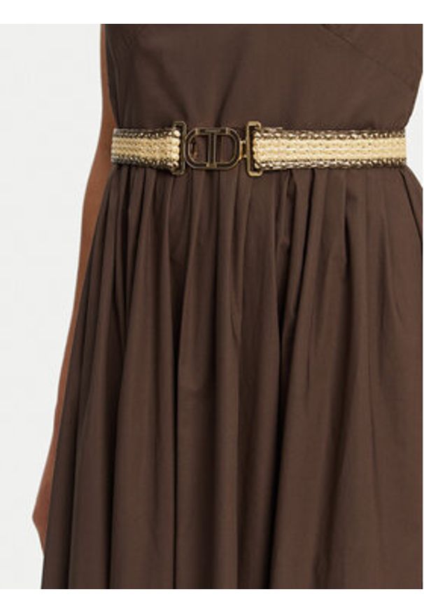 TwinSet - TWINSET Sukienka letnia 251TT2100 Brązowy Regular Fit. Kolor: brązowy. Materiał: bawełna. Sezon: lato