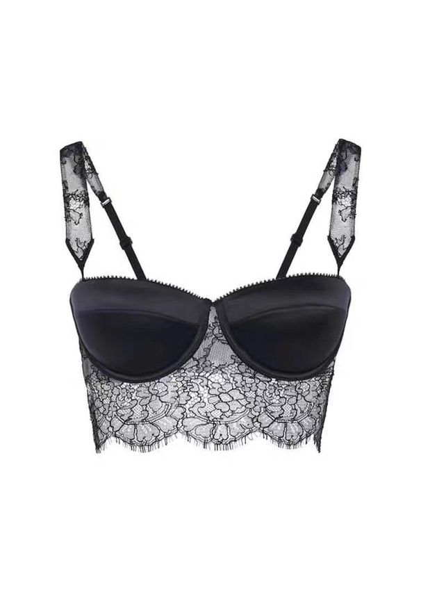 Intica - Braletka z koronką i regulowanymi ramiączkami Wava. Kolor: czarny. Materiał: koronka. Wzór: koronka