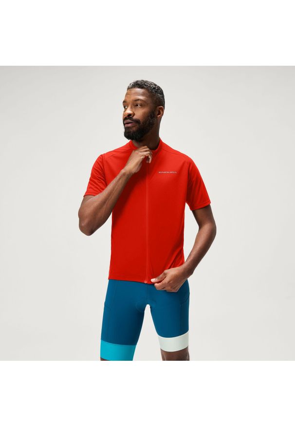 ENDURA - Koszulka rowerowa męska Endura Loop Zipped. Kolor: czerwony. Sport: kolarstwo
