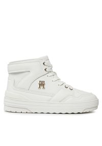 TOMMY HILFIGER - Tommy Hilfiger Sneakersy Th Basket Hi FW0FW07757 Écru. Materiał: skóra