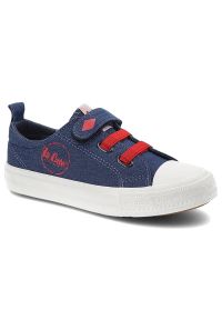 Granatowe Trampki Lee Cooper Dziecięce Buty. Zapięcie: rzepy. Kolor: niebieski. Materiał: materiał, denim, guma, jeans. Szerokość cholewki: normalna. Styl: młodzieżowy