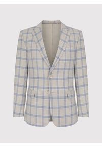 Pako Lorente - PAKO LORENTE – Beżowa marynarka garniturowa w kratę. Okazja: na ślub cywilny, na wesele. Kolor: beżowy. Materiał: poliester, elastan, wiskoza #8