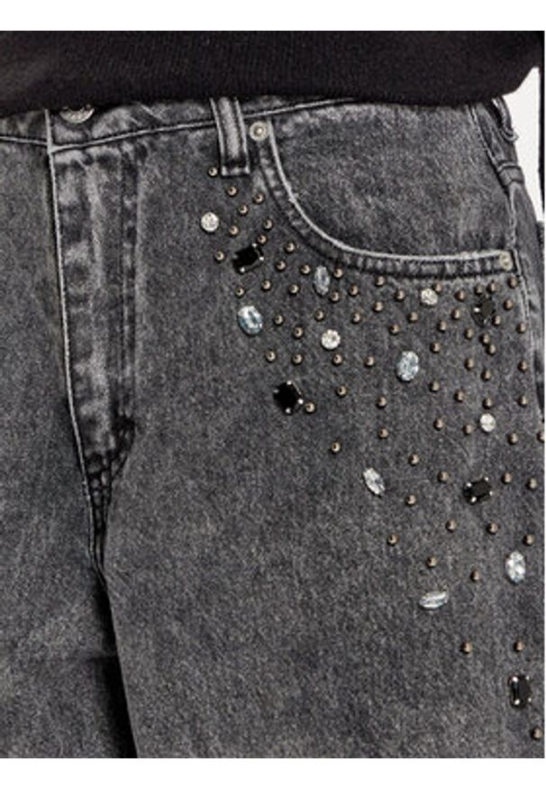Haveone Jeansy PLS-M020 Czarny Wide Leg. Kolor: czarny