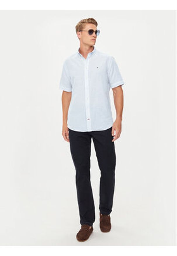 TOMMY HILFIGER - Tommy Hilfiger Koszula MW0MW35323 Błękitny Regular Fit. Kolor: niebieski. Materiał: len, bawełna