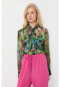 MAX&Co. koszula jedwabna regular z wiązanym dekoltem. Okazja: na co dzień. Materiał: jedwab. Styl: casual #5
