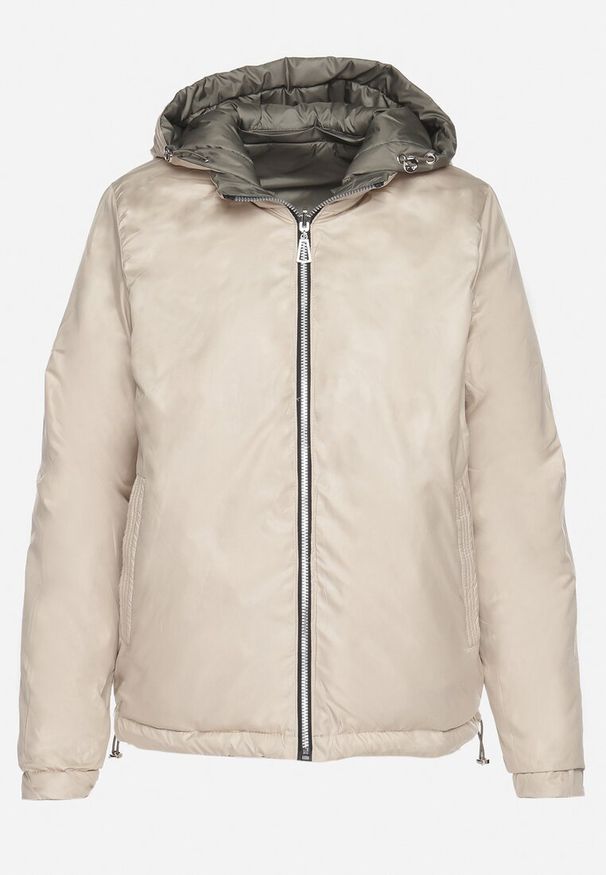 Born2be - Zielona Pikowana Kurtka o Dwustronnym Kroju z Odpinanym Kapturem Zeorina. Okazja: na co dzień. Kolor: zielony. Materiał: jeans. Wzór: gładki. Styl: elegancki, casual