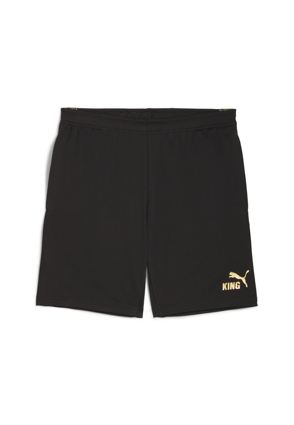 Puma - Męskie szorty piłkarskie KINGtouch PUMA Black Gold. Kolor: czarny, wielokolorowy, żółty. Sport: piłka nożna
