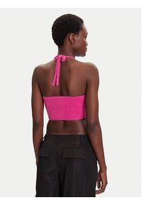 Adidas - adidas Top Fluffy JW6002 Różowy Slim Fit. Kolor: różowy. Materiał: syntetyk #3