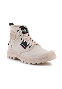 Buty do chodzenia damskie Palladium Pampa Hi Patch. Zapięcie: sznurówki. Kolor: beżowy. Materiał: materiał, syntetyk, tkanina. Szerokość cholewki: normalna. Sport: turystyka piesza