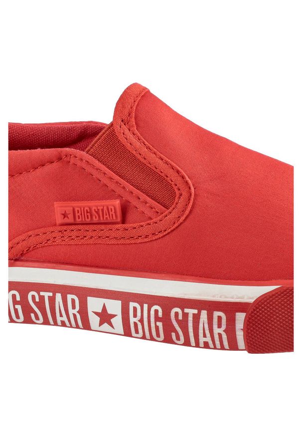 Big-Star - Czerwone Tenisówki Big Star Modne Obuwie Damskie. Okazja: na co dzień. Kolor: czerwony. Materiał: materiał. Styl: casual, sportowy