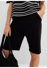 bonprix - Bermudy z dżerseju. Okazja: na co dzień. Kolor: czarny. Materiał: jersey. Styl: casual #2