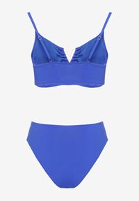 Born2be - Niebieskie Bikini Biustonosz z Metaliczną Ozdobą i Majtki Figi Kinirela. Kolor: niebieski. Wzór: aplikacja #3