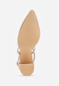 Born2be - Ciemnobeżowe Czółenka Vices na Obcasie z Wkładką ze Skóry Naturalnej i Ozdobnymi Paskami Leaniella. Okazja: na co dzień, na ślub cywilny, do pracy, na wesele. Zapięcie: pasek. Kolor: beżowy. Materiał: skóra. Wzór: aplikacja, paski. Obcas: na obcasie. Styl: casual, wizytowy. Wysokość obcasa: średni #2