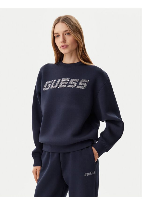 Guess Bluza V4BQ15 K7UW2 Granatowy Regular Fit. Kolor: niebieski. Materiał: wiskoza