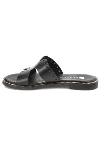Czarne Klapki Armodo Modne Buty Damskie. Kolor: czarny. Sezon: lato. Obcas: na obcasie. Styl: klasyczny. Wysokość obcasa: niski #7