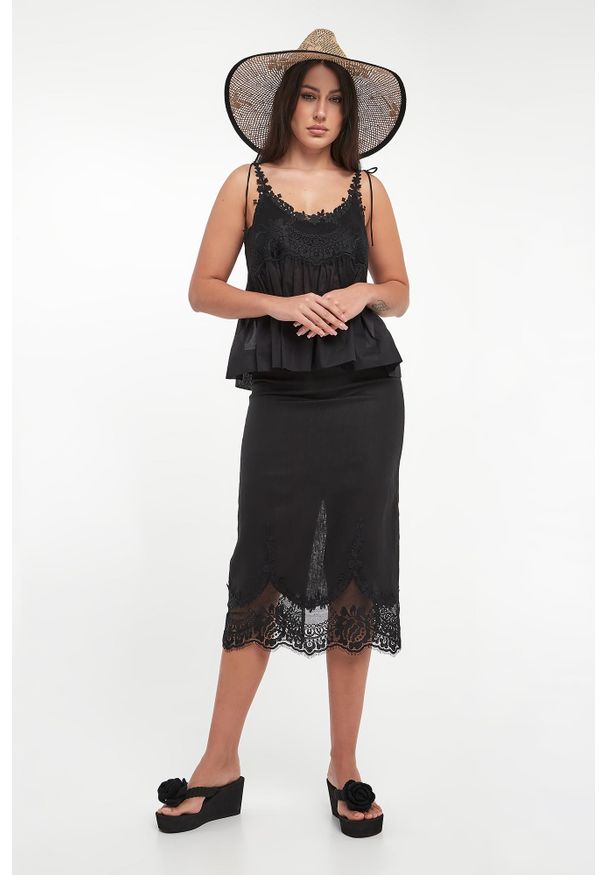 Twinset Milano - Top damska z koronką TWINSET. Materiał: koronka. Wzór: koronka