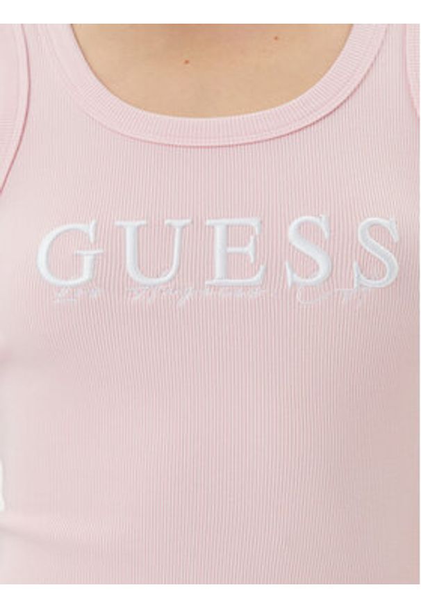 Guess Sukienka codzienna V5GK06 K8RT2 Różowy Slim Fit. Okazja: na co dzień. Kolor: różowy. Materiał: wiskoza. Typ sukienki: proste. Styl: casual