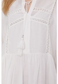 Pepe Jeans Sukienka Ava kolor biały mini rozkloszowana. Kolor: biały. Materiał: tkanina, koronka. Długość rękawa: długi rękaw. Wzór: gładki. Typ sukienki: rozkloszowane. Długość: mini #2