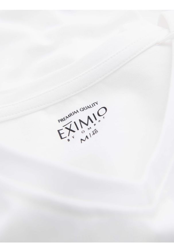 Ombre Clothing - Męski longsleeve V-neck SLIM FIT z elastanem i printem – biały V2. Okazja: na co dzień. Typ kołnierza: dekolt w serek. Kolor: biały. Materiał: elastan. Długość rękawa: długi rękaw. Wzór: nadruk. Styl: klasyczny, casual