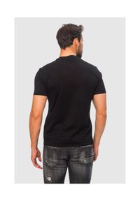 Emporio Armani - EMPORIO ARMANI Czarny t-shirt męski z wymienną aplikacją. Kolor: czarny. Materiał: prążkowany. Wzór: aplikacja. Styl: klasyczny #4