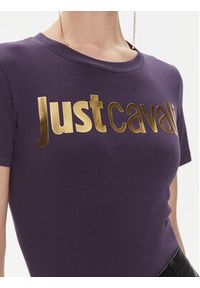 Just Cavalli T-Shirt 75PAHT00 Fioletowy Regular Fit. Kolor: fioletowy. Materiał: bawełna #3