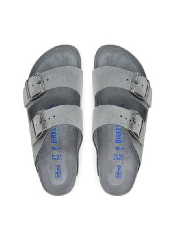 Birkenstock Klapki Arizona Sfb 1030912 Szary. Kolor: szary. Materiał: zamsz, skóra