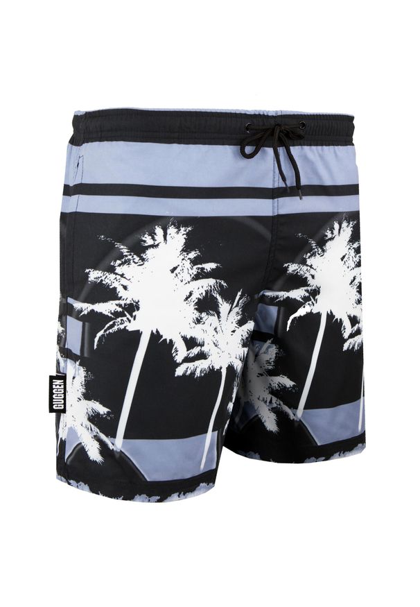 GUGGEN MOUNTAIN - Męskie kąpielówki Palm Beach Wysoka jakość nadruku. Kolor: czarny, wielokolorowy, biały. Materiał: poliester. Wzór: nadruk. Styl: sportowy