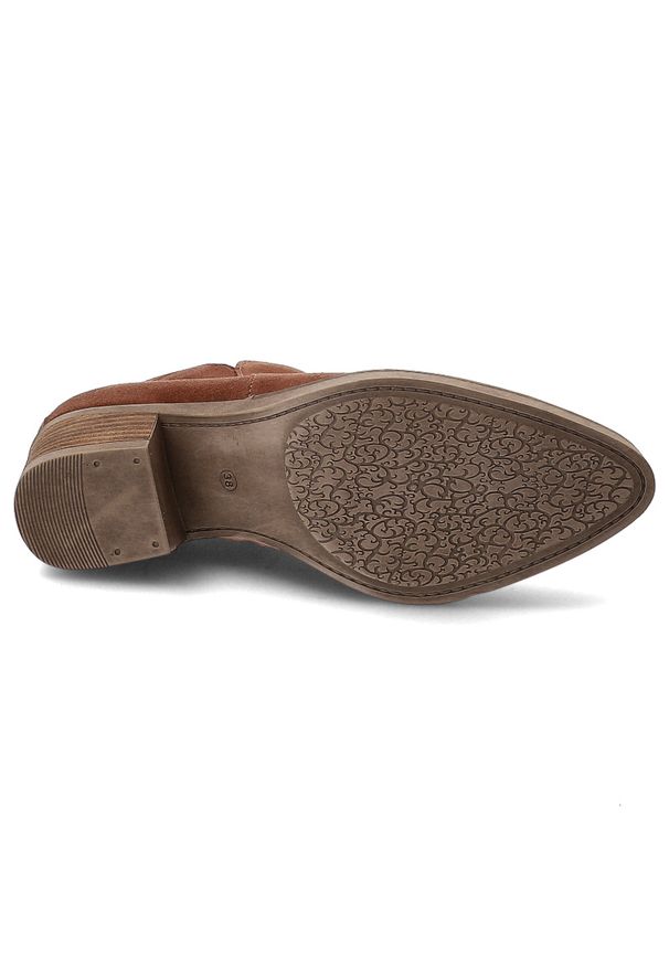 Brązowe Kowbojki Hee Stylowe Zamszowe Buty Damskie. Kolor: brązowy. Materiał: zamsz. Sezon: zima, jesień. Obcas: na obcasie. Styl: elegancki. Wysokość obcasa: średni