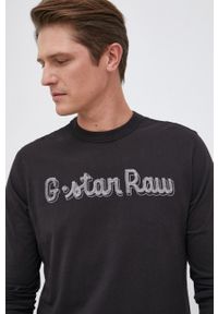 G-Star RAW - G-Star Raw Longsleeve bawełniany kolor czarny z aplikacją. Okazja: na co dzień. Kolor: czarny. Materiał: bawełna. Długość rękawa: długi rękaw. Wzór: aplikacja. Styl: casual #2
