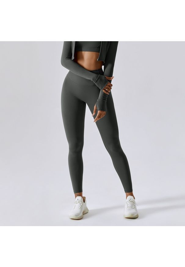 Intica - Legginsy treningowe z wysokim stanem do ćwiczeń Diega. Stan: podwyższony. Kolor: szary. Materiał: materiał. Sport: fitness