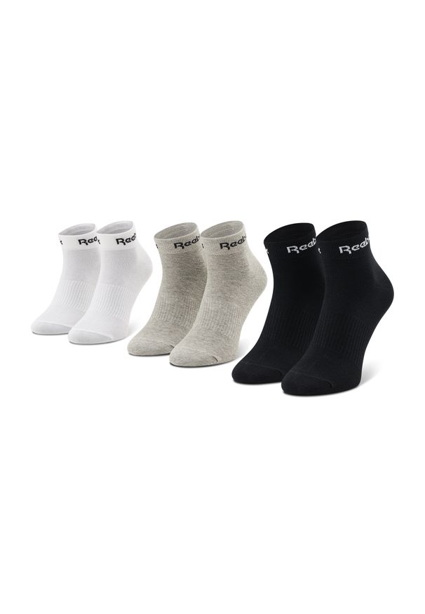 Zestaw 3 par niskich skarpet unisex Reebok - Act Core Ankle Sock 3P GH8168 Mgreyh/White/Black. Kolor: biały, wielokolorowy, czarny, szary. Materiał: bawełna, poliester, elastan, materiał, nylon