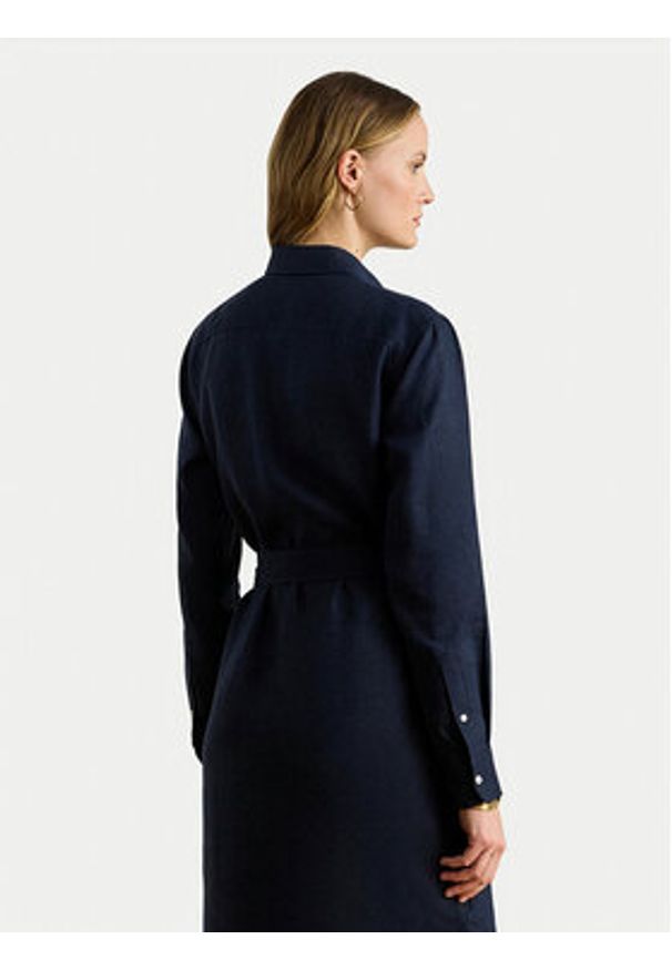 Lauren Ralph Lauren - LAUREN RALPH LAUREN Sukienka koszulowa 200P13684002 Granatowy Regular Fit. Kolor: niebieski. Materiał: len. Typ sukienki: koszulowe