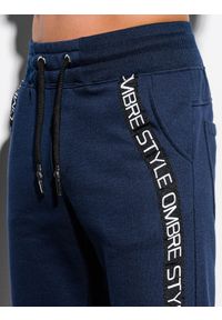 Ombre Clothing - Krótkie spodenki męskie dresowe W242 - granatowe - S. Kolor: niebieski. Materiał: dresówka. Długość: krótkie. Wzór: nadruk, aplikacja #4