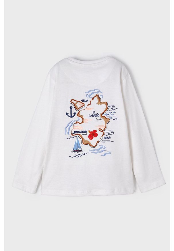 Mayoral Longsleeve bawełniany dziecięcy kolor beżowy z nadrukiem. Okazja: na co dzień. Kolor: beżowy. Materiał: bawełna. Długość rękawa: długi rękaw. Wzór: nadruk. Styl: casual
