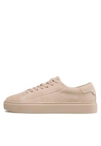Calvin Klein Sneakersy Low Top Lace Up Sue HM0HM00989 Beżowy. Kolor: beżowy. Materiał: zamsz, skóra
