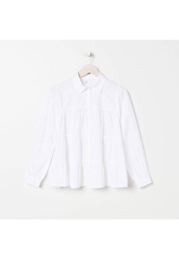 Sinsay - Koszula babydoll - Biały. Kolor: biały