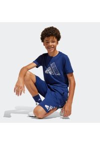 Adidas - Koszulka dziecięca ADIDAS. Kolor: niebieski. Materiał: włókno, bawełna