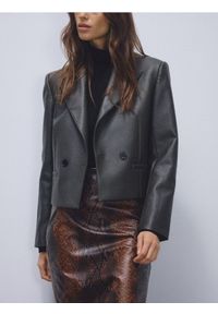 Reserved - Marynarka z imitacji skóry - jasny zielony. Kolor: zielony. Materiał: skóra #1