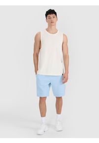 4f - 4F Tank top oversize męski - biały XXL. Kolor: biały. Materiał: dzianina, materiał, poliester, bawełna. Długość rękawa: bez rękawów. Sport: koszykówka
