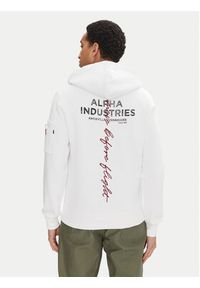 Alpha Industries Bluza Signature Back Print 148341 Biały Regular Fit. Kolor: biały. Materiał: bawełna. Wzór: nadruk #2